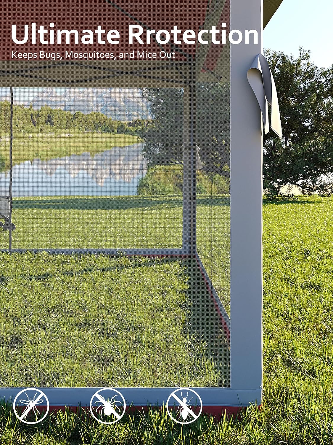 Garvee 13x13 ft Pop Up Gazebo,Canopy Tent with Mosquito Netting, Gazebos on Clearance,Outdoor Patio Gazebo,Backyard Tent for Party,Wedding,Outdoor Dining(Red+Light Grey)