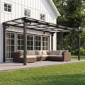AirWire 10x12 FT Gazebo,Wall Mounted Gazebo Awnings with Polycarbonate Roof on Clearance, Patio Covers for Shade and Rain, Lean to Gazebo Hardtop Pergolas for Patios, Decks, Backyard