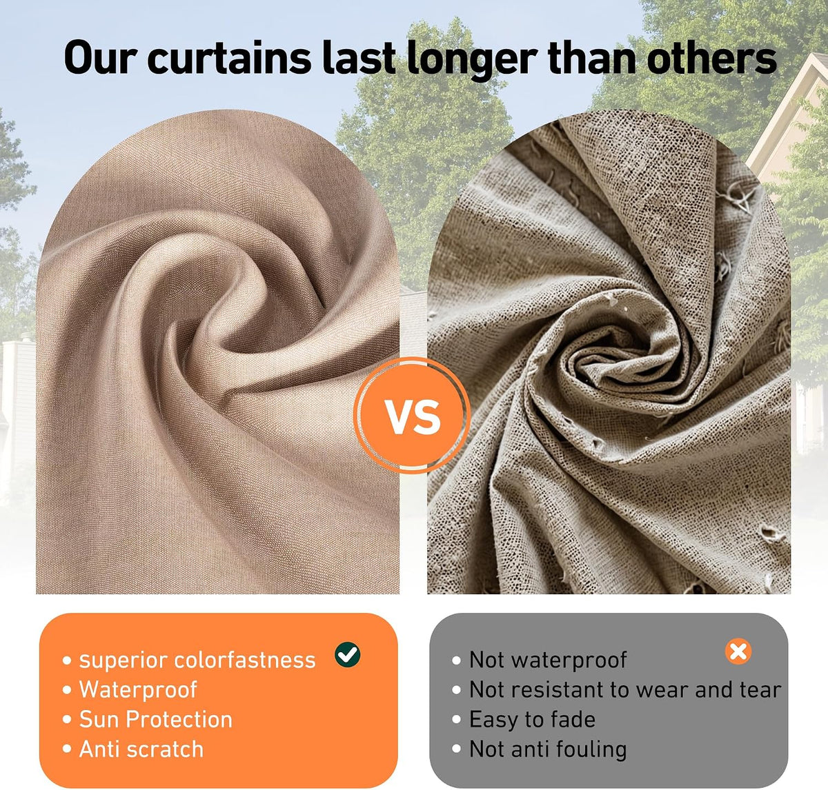 Covered Outdoor Outdoor Gazebo Privacy Curtains & Mosquito Netting with Zipper for 13' x 15' Cedar Wood Gazebo, Replacement Universal 4-Panel Sidewalls, Replacement for Patio Canopy, Khaki