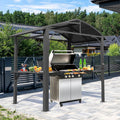 8x5FT Hardtop Grill Gazebo, All-Weather Outdoor Gazebo with 2 Side Shelves and Bottle Opener, Galvanized Steel Double ARC Roof, Outdoor Metal Grill Canopy for Patio, Backyard, Lawn, Deck – Grey
