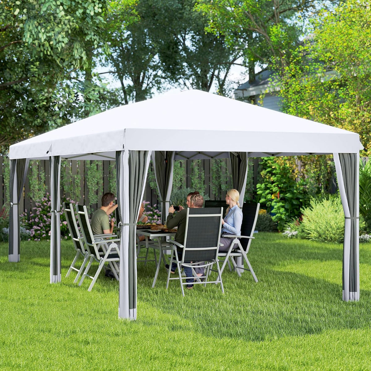 Outsunny 10' x 20' Pop Up Canopy Tent with Netting, Heavy Duty Large Party Tent, Instant Sun Shelter with Carry Bag for Backyard Garden Patio, Cream White