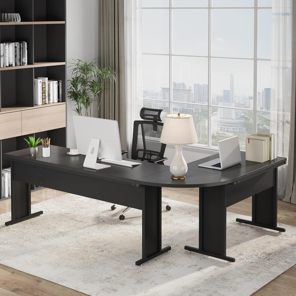 Tribesigns 83-Inch Large L Shaped Desk, Reversible Executive Office Desk, Modern Corner Computer Table Business Workstation for Home Office, Black