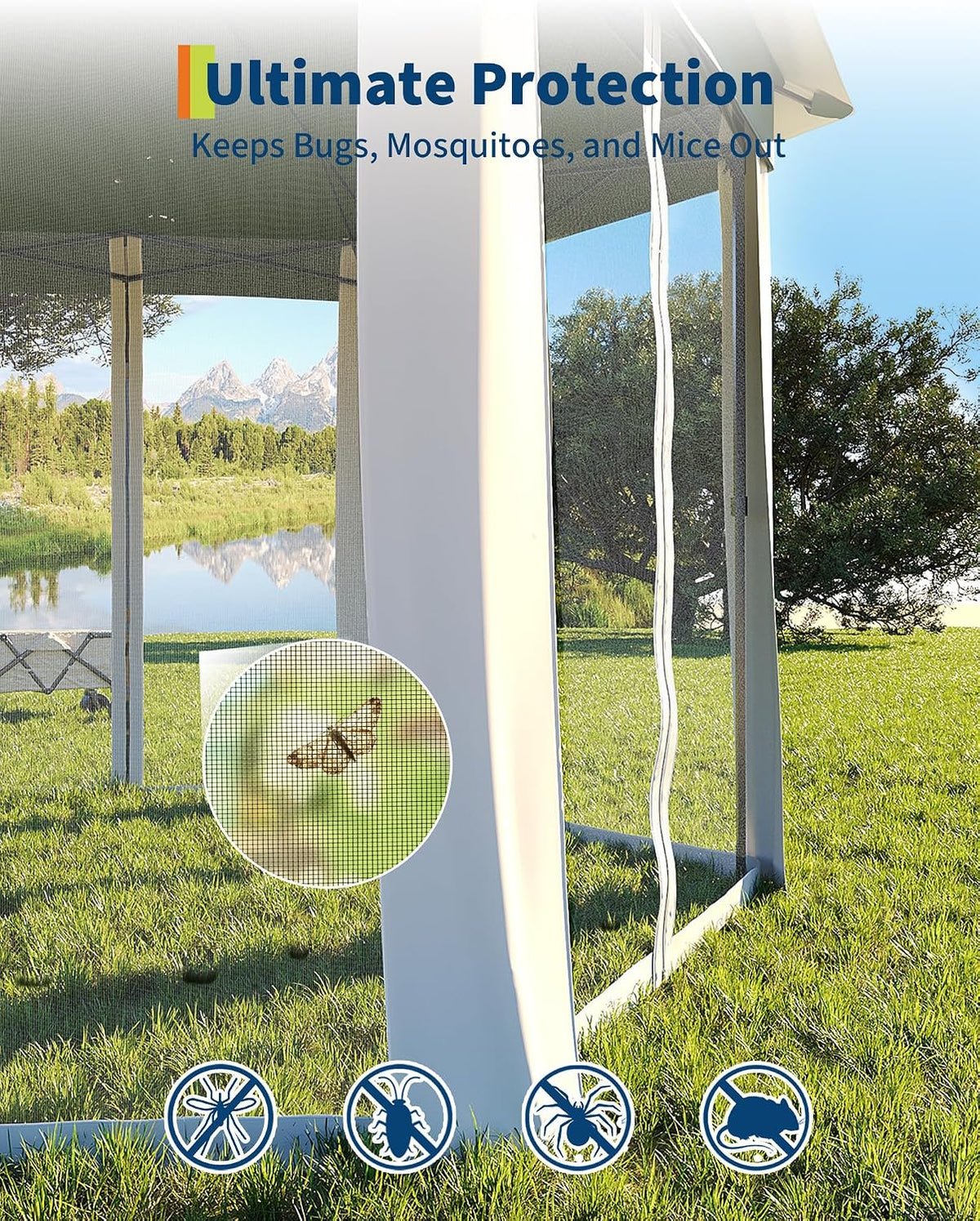 GarveeLife 13'x13' Pop-Up Gazebo, Outdoor Hexagonal Patio Gazebo with Mosquito Netting, Instant Setup Canopy Tent with Strong Steel Frame and Sandbags, for Backyard, Gardens, Patio (Green)
