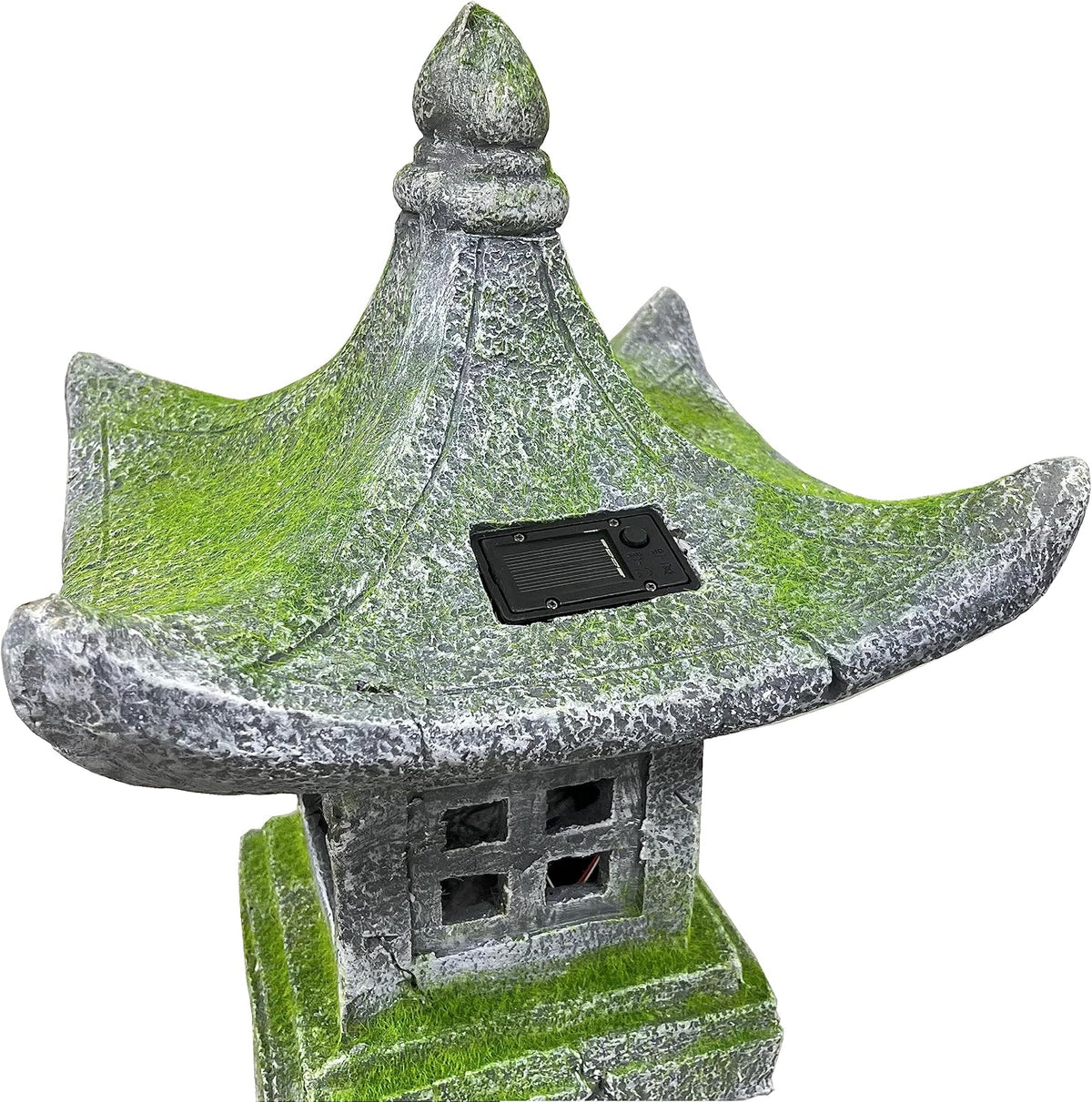 Japanese Pagoda Statue Solar-Powered LED Light Moss-Covered Retro Miniature Tower Lantern Garden Decoration Figurines Solar Lamp Outdoor Asian Decoration Zen Courtyard Landscape 31.5''High