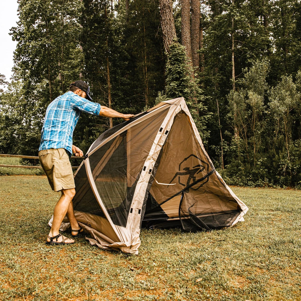 Gazelle Tents™, G5 5-Sided Portable Gazebo, Easy Pop-Up Hub Screen Tent, Durable, TriTech Mesh, Waterproof, UV Resistant, 4-Person & Table, Desert Sand, 85' x 115' x 106', GG502DS