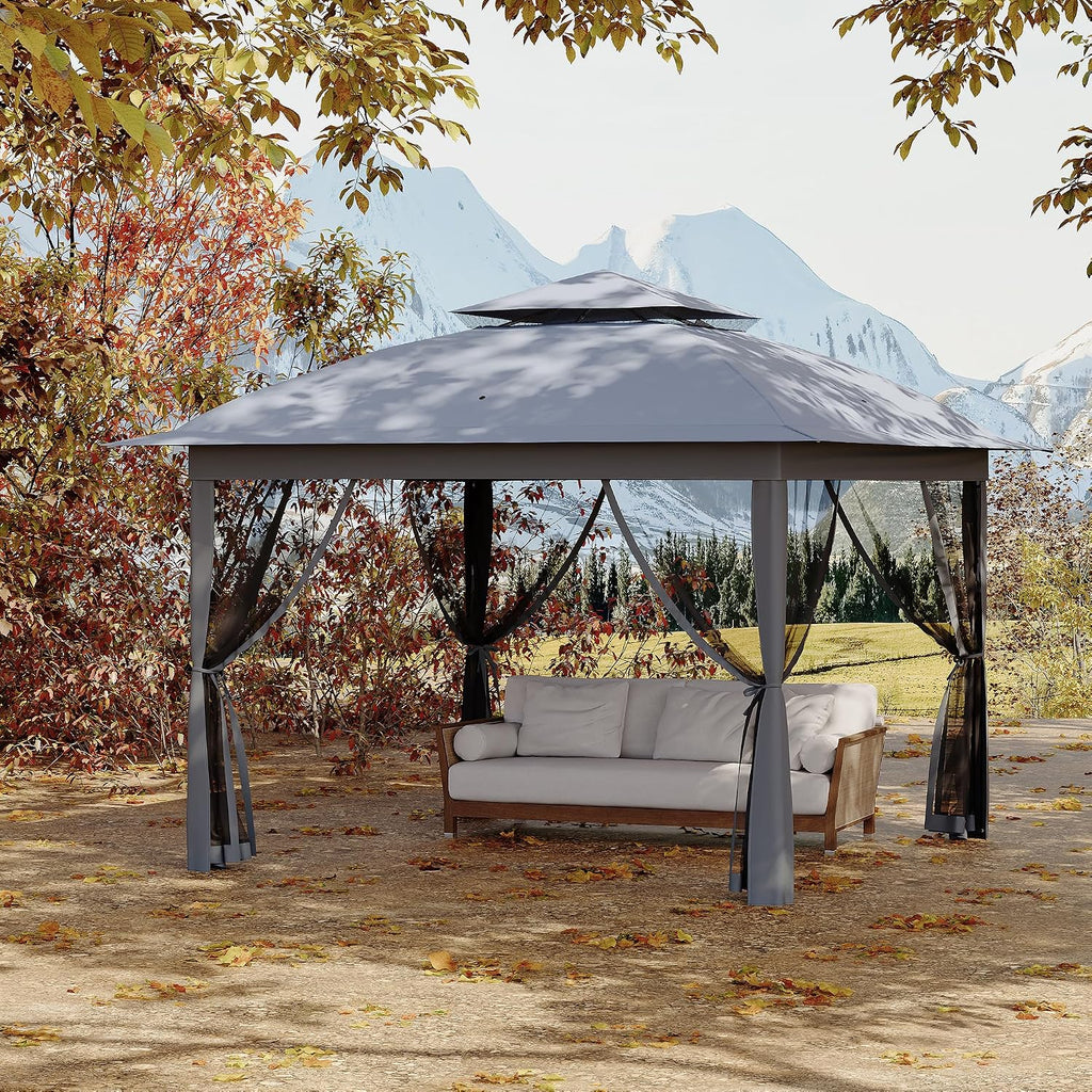 11x11 Pop Up Instant Gazebo Tent for Backyard, With Portable Carrying Bag, Outdoor Canopy Gazebos Waterproof With Mosquito Netting