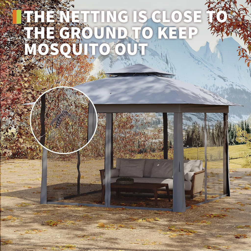 GarveeLife Outdoor Canopy Tent with Mosquito Netting, 11FTfor Patio, Outdoor Gazebo with Portable Carrying Bag