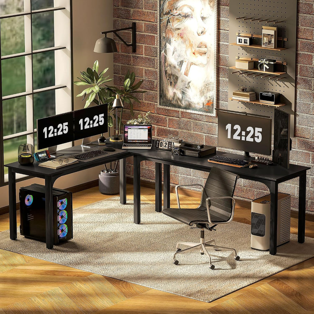 HOMCOM Modern Simple Large Computer Desk, 71' Long Home Office Desk for Two Person, Multi-Purpose Computer Table for Home Office Study, Black